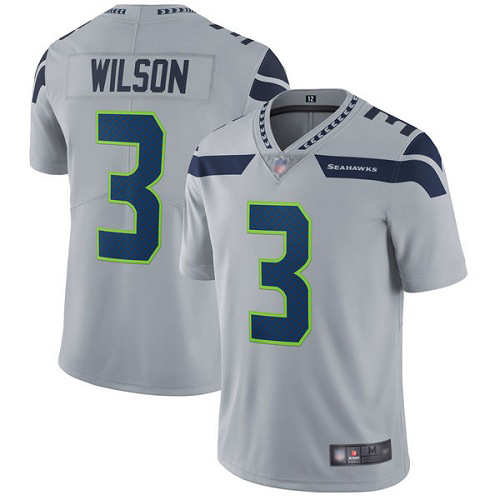 Seattle Seahawks Limited Grey Men Russell Wilson Alternate Jersey NFL Football #3 Vapor Untouchable